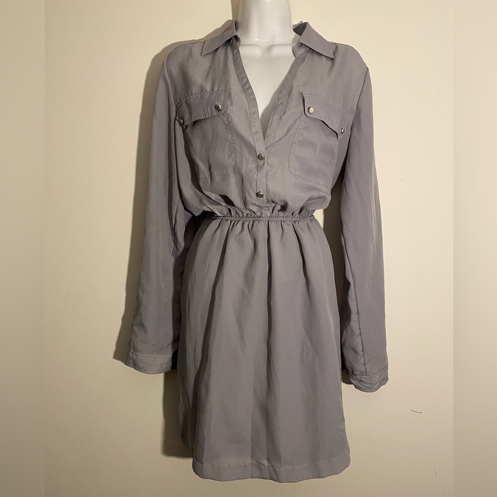 Gray Button Down Dress With Collar - image 1